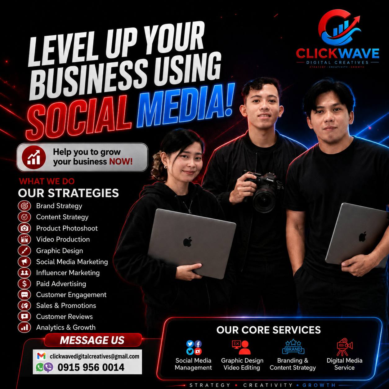Clickwave Digital Creatives team and social media services